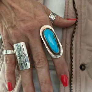 One-of-a-Kind Richard Schmidt sterling/ turquoise Statement Ring! Size 6 3/4